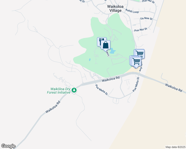 map of restaurants, bars, coffee shops, grocery stores, and more near 68-1745 Waikoloa Road in Waikoloa Village