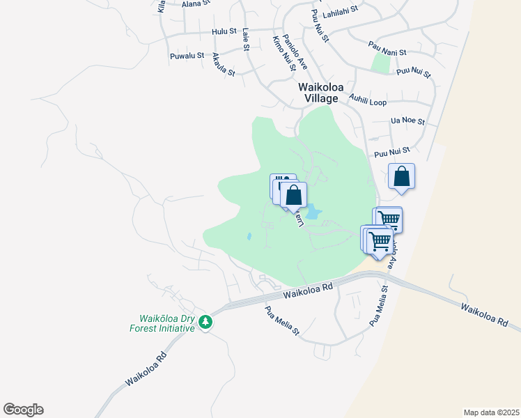 map of restaurants, bars, coffee shops, grocery stores, and more near 68-1761 Melia Street in Waikoloa Village