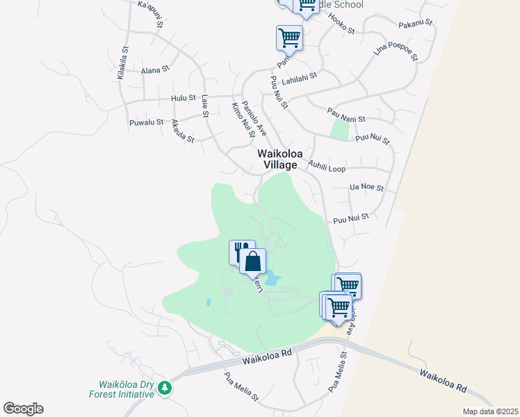 map of restaurants, bars, coffee shops, grocery stores, and more near 68-1784 Lua Kula Place in Waikoloa Village