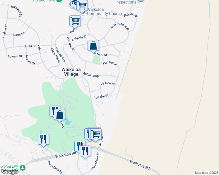 map of restaurants, bars, coffee shops, grocery stores, and more near 68-3749 Ua Noe Place in Waikoloa Village