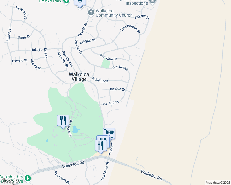 map of restaurants, bars, coffee shops, grocery stores, and more near 68-3749 Ua Noe Place in Waikoloa Village