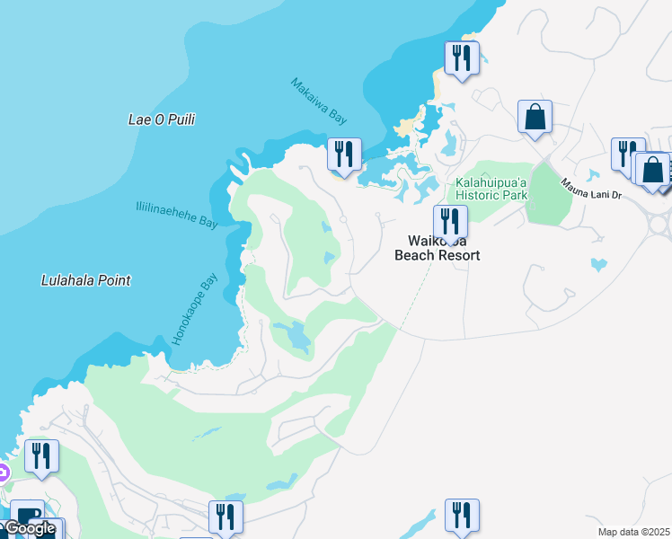 map of restaurants, bars, coffee shops, grocery stores, and more near 68-1004 Papakonane Court in Waimea