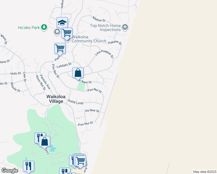 map of restaurants, bars, coffee shops, grocery stores, and more near 68-3728 Ehako Street in Waikoloa Village