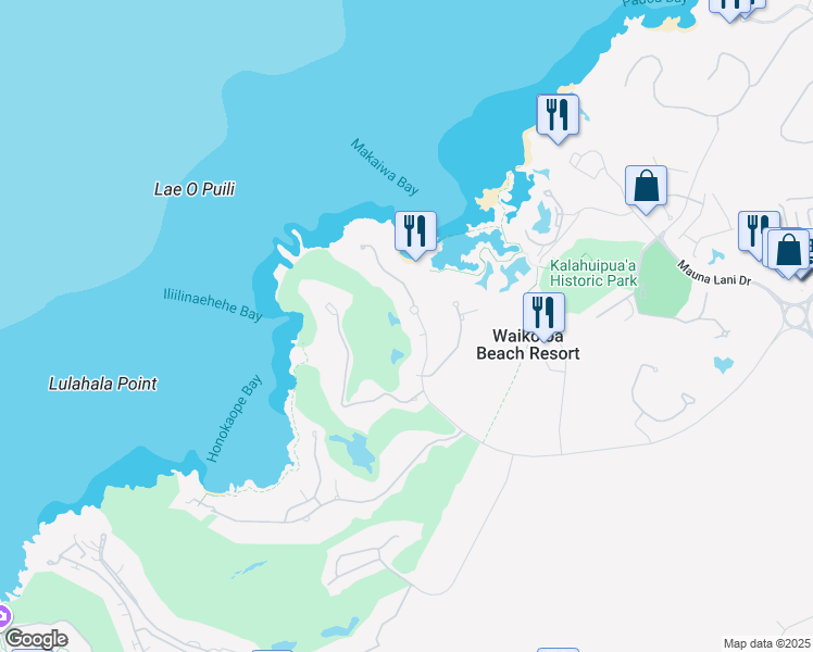 map of restaurants, bars, coffee shops, grocery stores, and more near 68-1004 Konane Court in Waimea