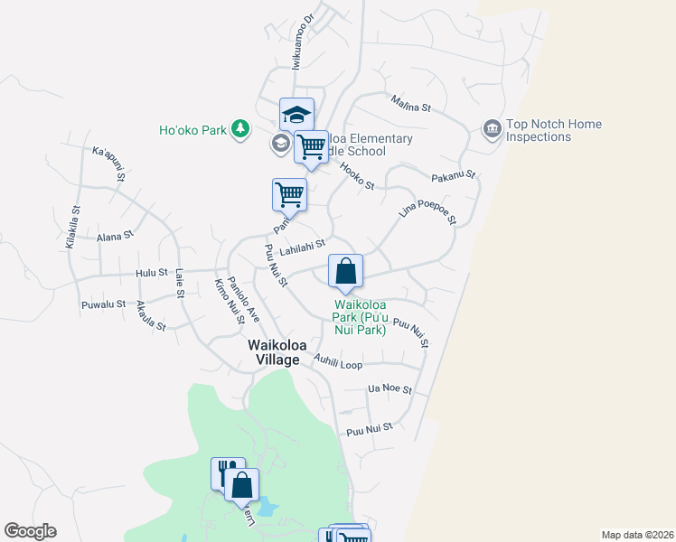 map of restaurants, bars, coffee shops, grocery stores, and more near 68-1810 Lina Poepoe Street in Waikoloa Village