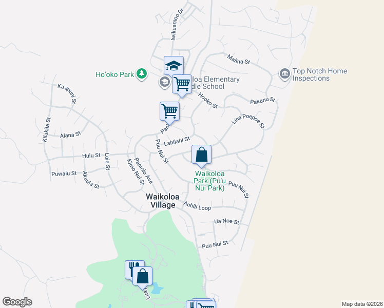 map of restaurants, bars, coffee shops, grocery stores, and more near 68-1810 Lina Poepoe Street in Waikoloa Village