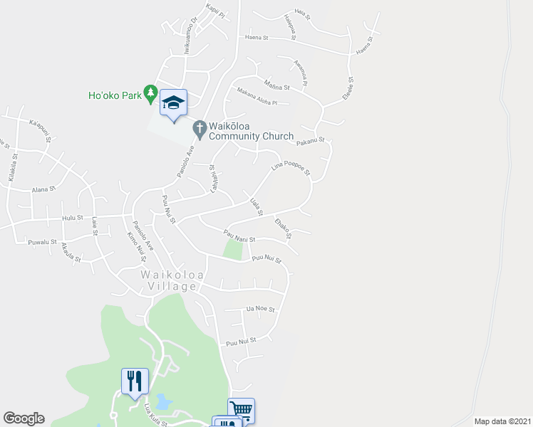 map of restaurants, bars, coffee shops, grocery stores, and more near 68-1964 Lina Poepoe Street in Waikoloa Village