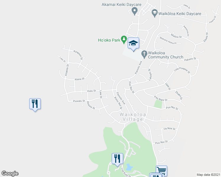 map of restaurants, bars, coffee shops, grocery stores, and more near 68-3700 Kimo Nui Street in Waikoloa Village