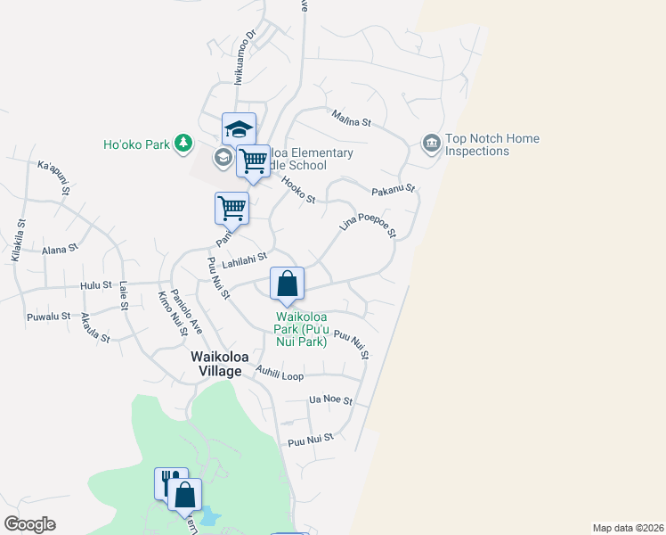 map of restaurants, bars, coffee shops, grocery stores, and more near 68-1964 Lina Poepoe Street in Waikoloa Village