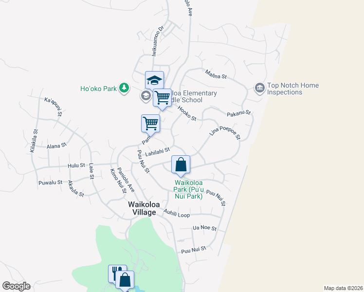 map of restaurants, bars, coffee shops, grocery stores, and more near 68-1790 Uala Place in Waikoloa Village