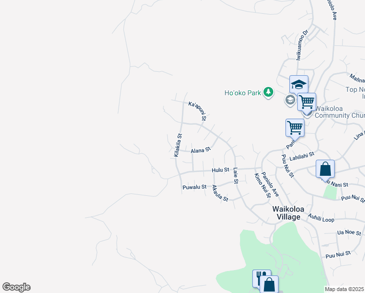 map of restaurants, bars, coffee shops, grocery stores, and more near 68-1690 Alana Street in Waikoloa Village