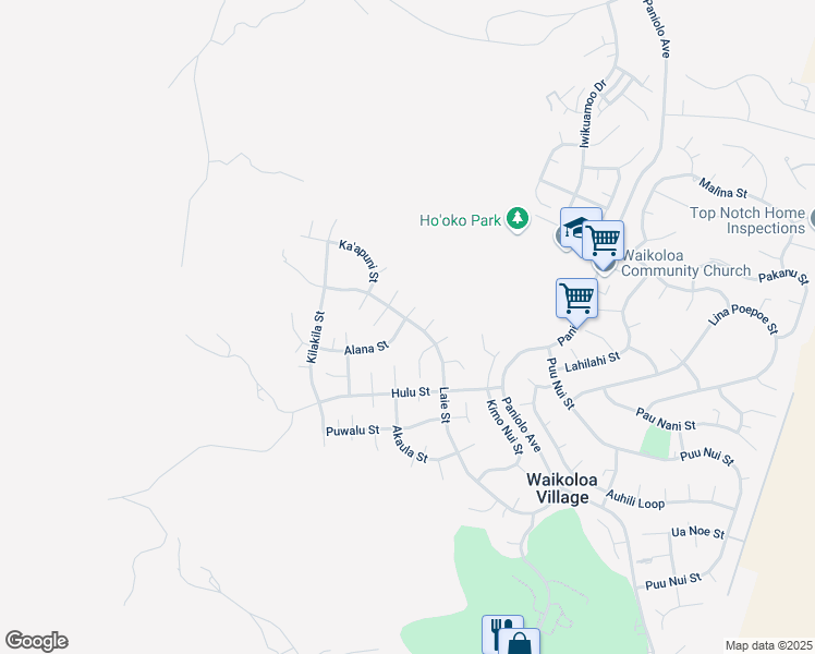 map of restaurants, bars, coffee shops, grocery stores, and more near 68-1651 Alana Street in Waikoloa Village