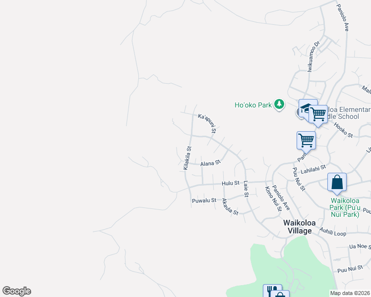 map of restaurants, bars, coffee shops, grocery stores, and more near 68-1649 Kilakila Street in Waikoloa Village