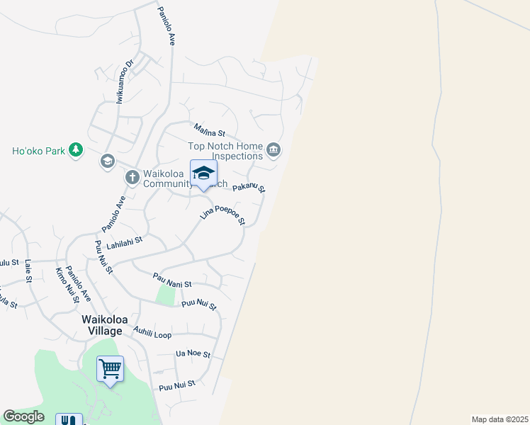 map of restaurants, bars, coffee shops, grocery stores, and more near 68-1883 Pakanu Street in Waikoloa Village