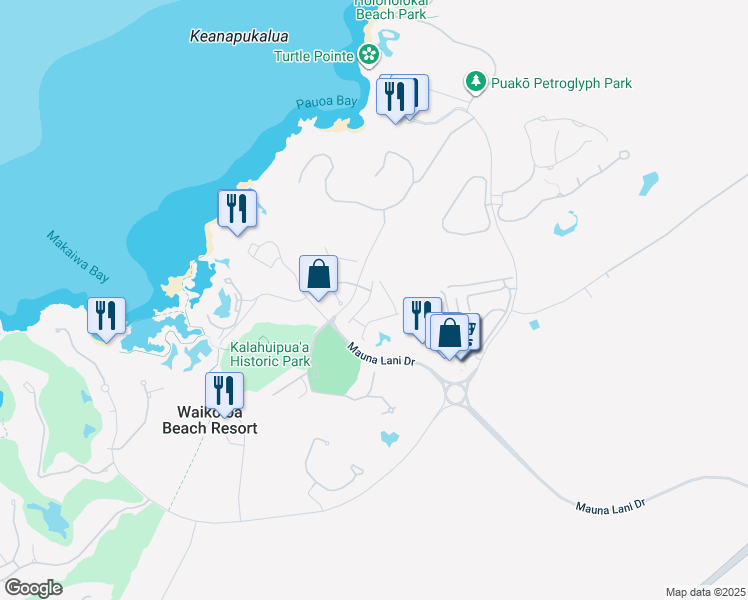 map of restaurants, bars, coffee shops, grocery stores, and more near 68-1311 North Pauoa Road in Waimea