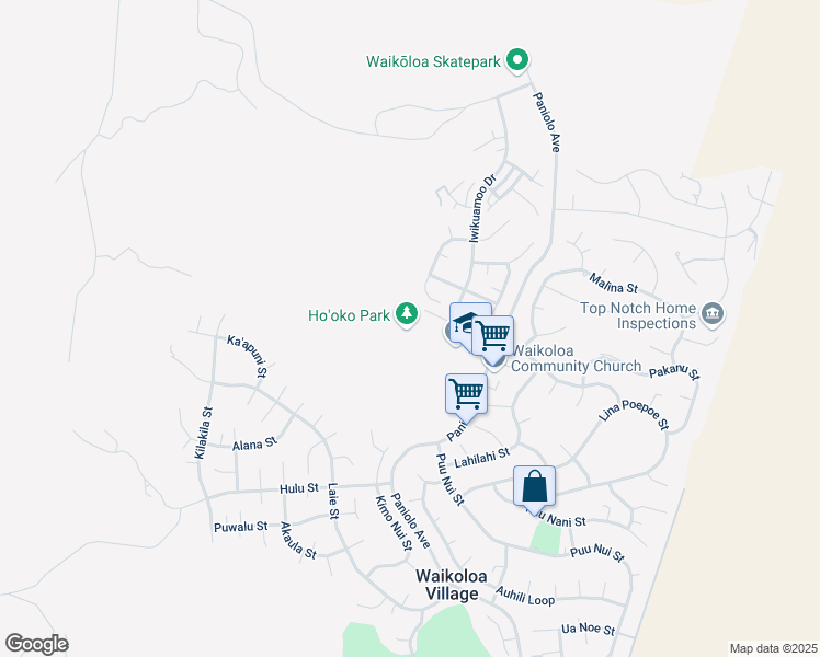 map of restaurants, bars, coffee shops, grocery stores, and more near 681732 Hooko Street in Waikoloa Village