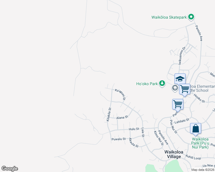 map of restaurants, bars, coffee shops, grocery stores, and more near 68-1607 Ho'olauna Way in Waimea