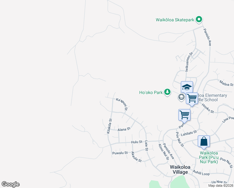 map of restaurants, bars, coffee shops, grocery stores, and more near 68-1754 Ka'apuni Street in Waikoloa Village