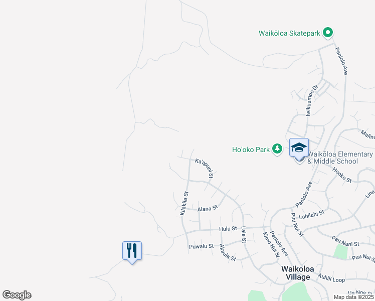 map of restaurants, bars, coffee shops, grocery stores, and more near 68-1607 Ho'olauna Way in Waimea