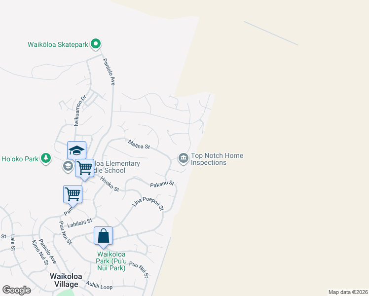 map of restaurants, bars, coffee shops, grocery stores, and more near 68-3619 Eleele Street in Waikoloa Village