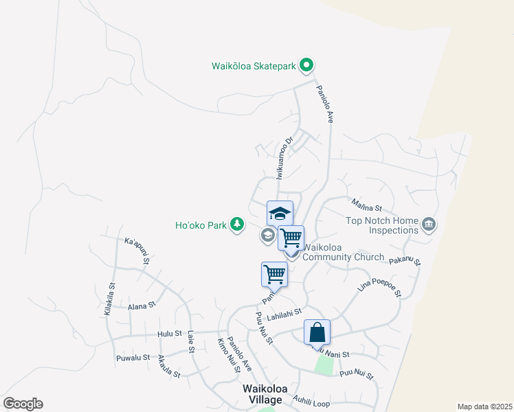 map of restaurants, bars, coffee shops, grocery stores, and more near 68-1696 Makuakane Street in Waikoloa Village