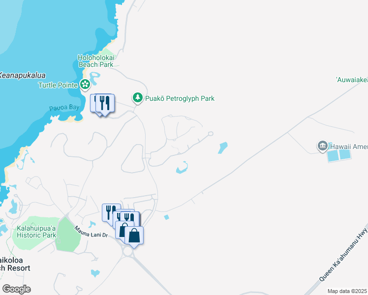 map of restaurants, bars, coffee shops, grocery stores, and more near 68-1118 North Kaniku Drive in Waimea