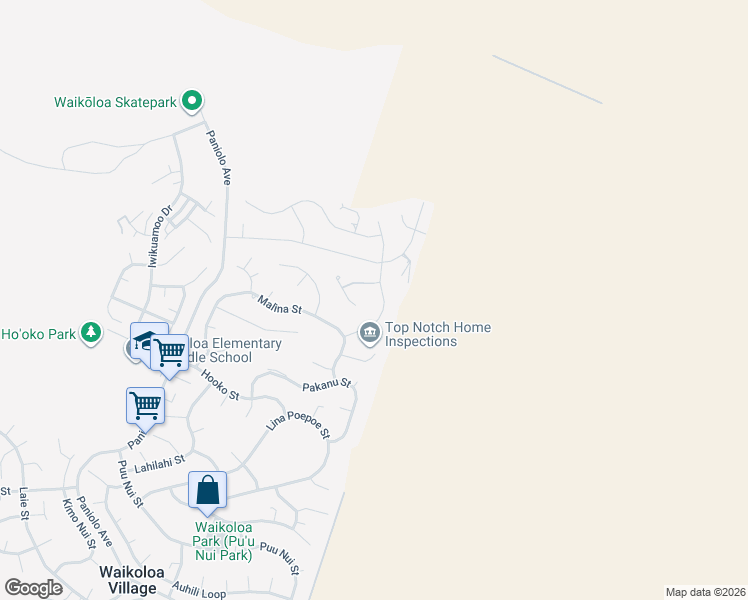 map of restaurants, bars, coffee shops, grocery stores, and more near 68-3619 Eleele Street in Waikoloa Village