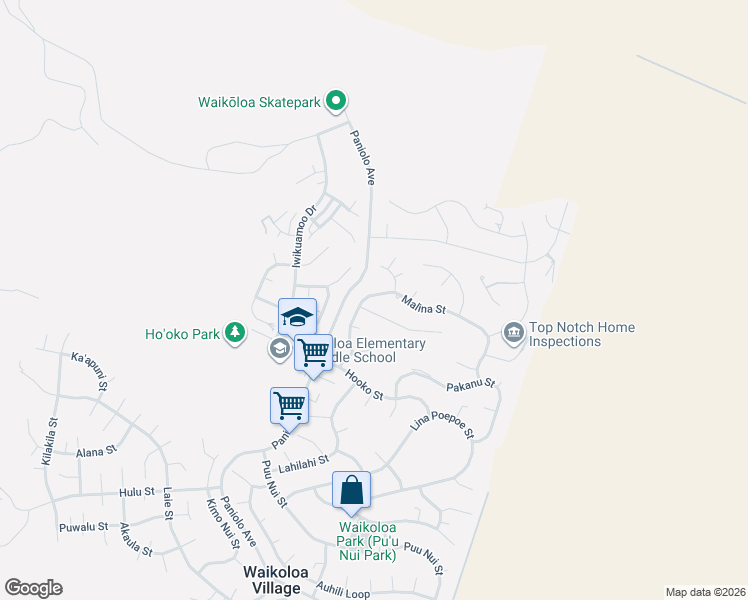 map of restaurants, bars, coffee shops, grocery stores, and more near 68-3518 Malina Street in Waikoloa Village