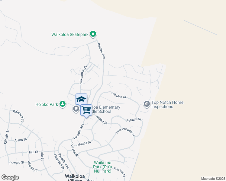 map of restaurants, bars, coffee shops, grocery stores, and more near 68-3538 Malina Street in Waikoloa Village