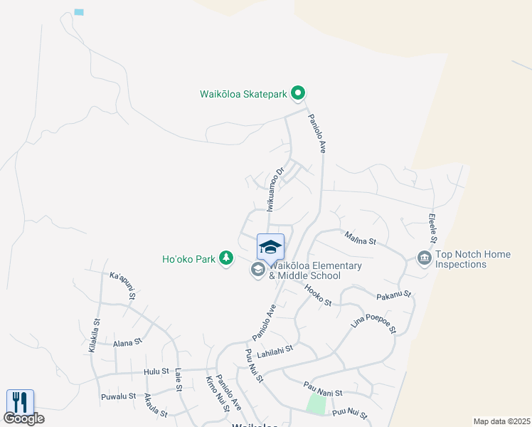 map of restaurants, bars, coffee shops, grocery stores, and more near 68-3524 East Makuahine Street in Waikoloa Village