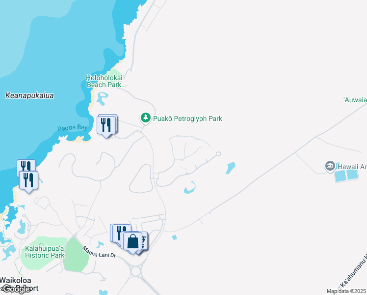 map of restaurants, bars, coffee shops, grocery stores, and more near 68-1122 North Kaniku Drive in Waimea