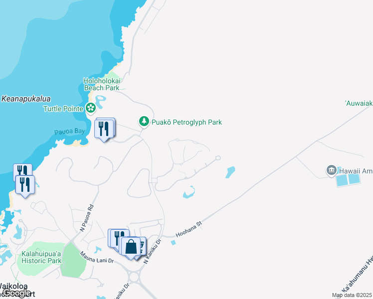 map of restaurants, bars, coffee shops, grocery stores, and more near 68-1122 North Kaniku Drive in Waimea
