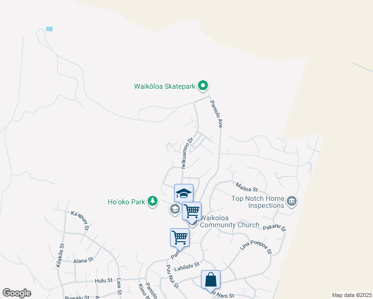 map of restaurants, bars, coffee shops, grocery stores, and more near 68-3531 Iwikuamoo Drive in Waikoloa Village