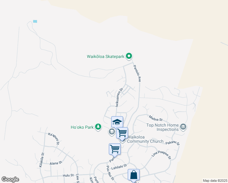 map of restaurants, bars, coffee shops, grocery stores, and more near 68-3531 Iwikuamoo Drive in Waikoloa Village