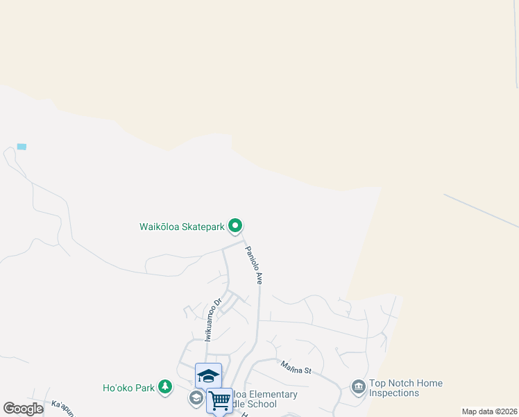 map of restaurants, bars, coffee shops, grocery stores, and more near Paniolo Avenue in Waikoloa Village