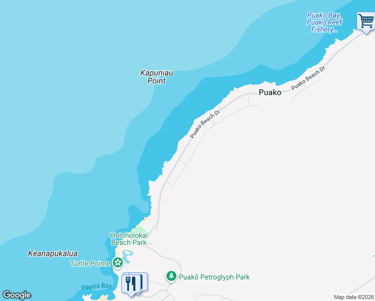 map of restaurants, bars, coffee shops, grocery stores, and more near 69-1909 Puako Beach Drive in Waimea