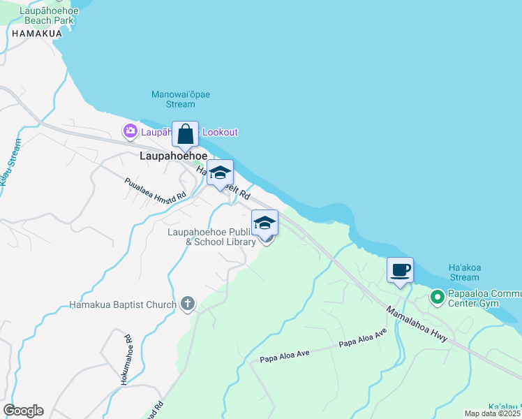 map of restaurants, bars, coffee shops, grocery stores, and more near 35-2078 Old Mamalahoa Highway in Laupahoehoe