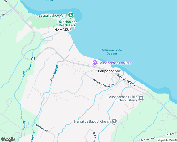 map of restaurants, bars, coffee shops, grocery stores, and more near 36-2346 Kilau Place in Hilo