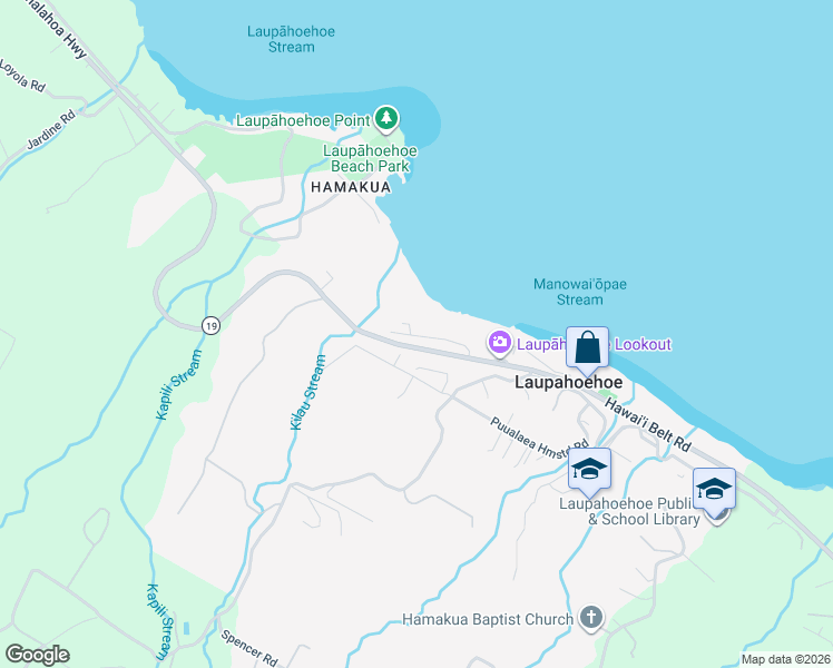 map of restaurants, bars, coffee shops, grocery stores, and more near 36-2374 Puualaea Hmsd Road in Hilo