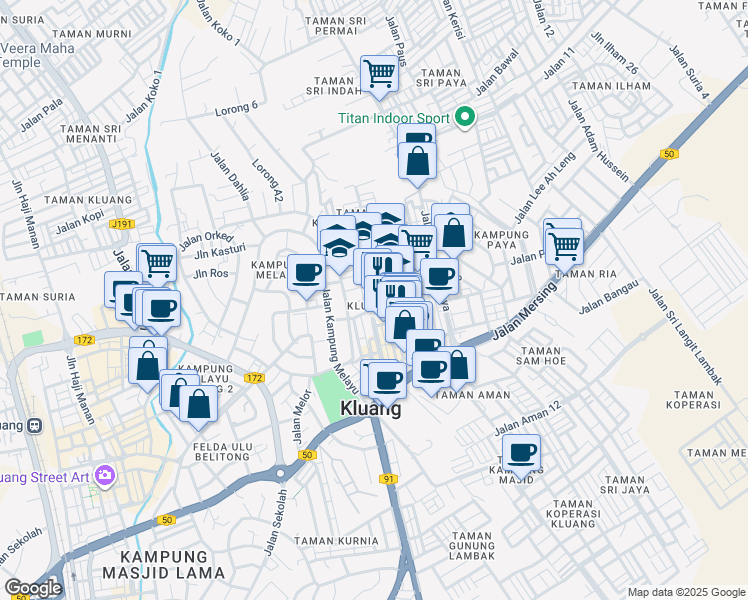map of restaurants, bars, coffee shops, grocery stores, and more near 3 Jalan Dato Sulaiman Mohd Noor in Kluang