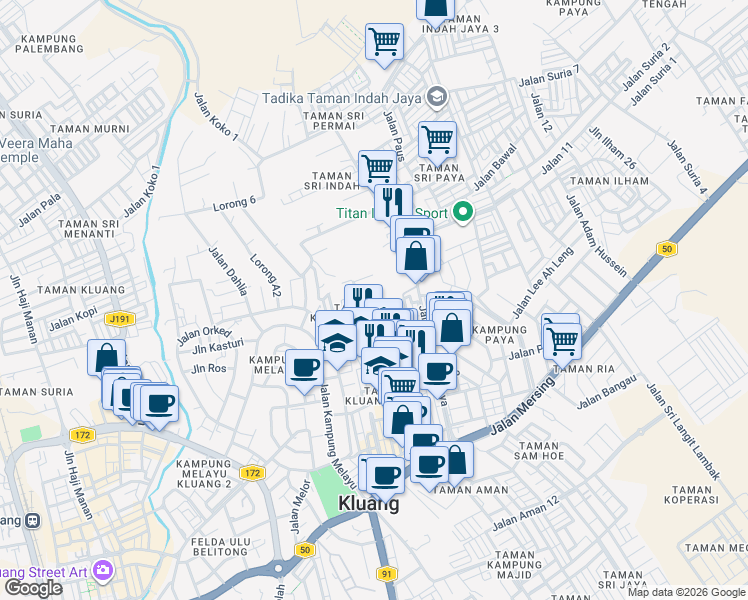 map of restaurants, bars, coffee shops, grocery stores, and more near 3 Jalan Dato Sulaiman Mohd Noor in Kluang