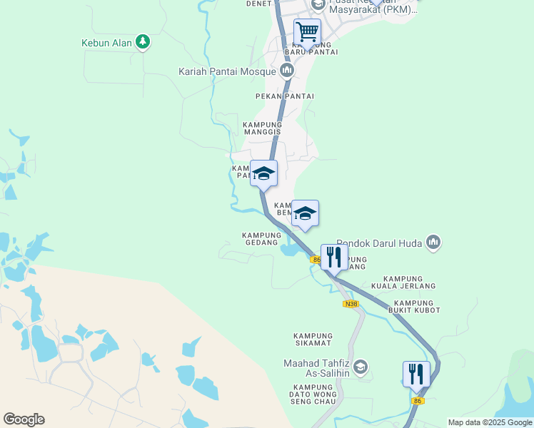 map of restaurants, bars, coffee shops, grocery stores, and more near Jalan Jelebu in Seremban
