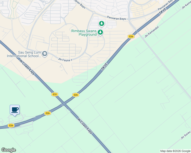 map of restaurants, bars, coffee shops, grocery stores, and more near Lebuhraya Lembah Klang Selatan in Jenjarom