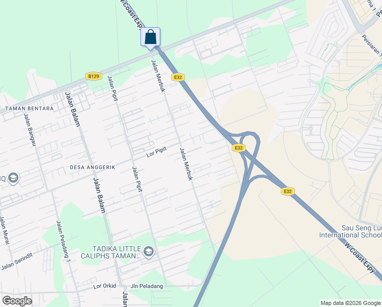 map of restaurants, bars, coffee shops, grocery stores, and more near 6 Jalan Merbuk 7/37 in Telok Panglima Garang