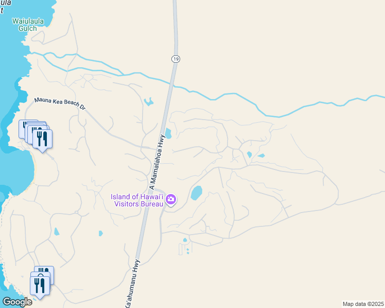 map of restaurants, bars, coffee shops, grocery stores, and more near 62-3600 Amaui Place in Waimea