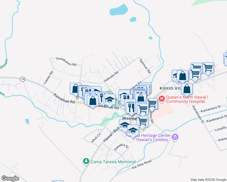 map of restaurants, bars, coffee shops, grocery stores, and more near in Waimea