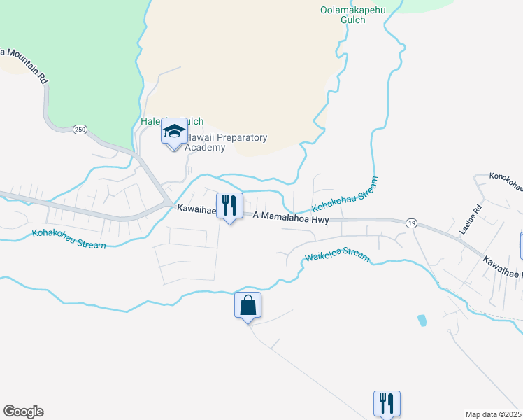 map of restaurants, bars, coffee shops, grocery stores, and more near 65-1560 Kawaihae Road in Waimea