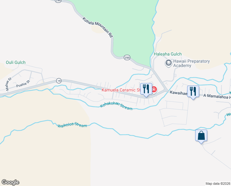 map of restaurants, bars, coffee shops, grocery stores, and more near 66-1748 Akulani Street in Kailua-Kona