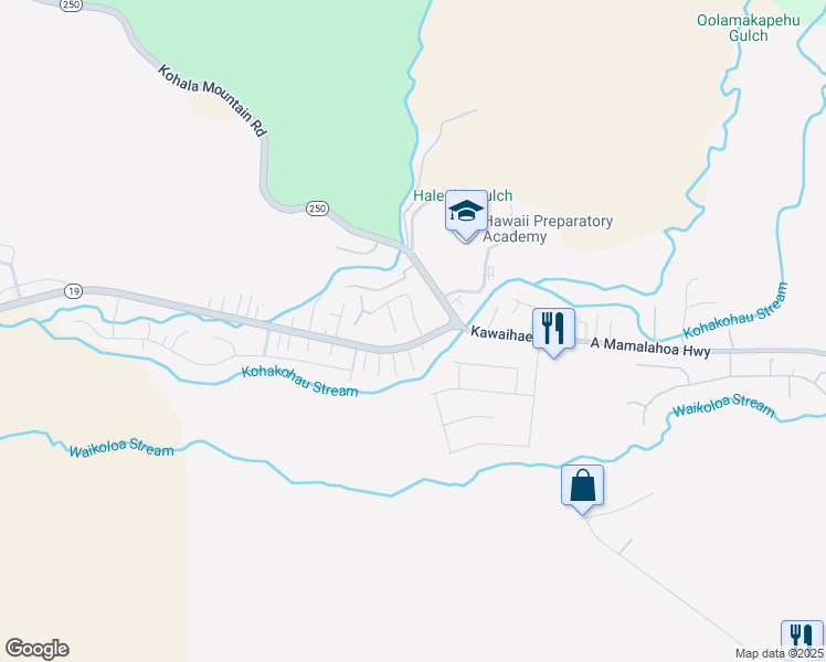map of restaurants, bars, coffee shops, grocery stores, and more near 66-1657 Waiaka Street in Waimea