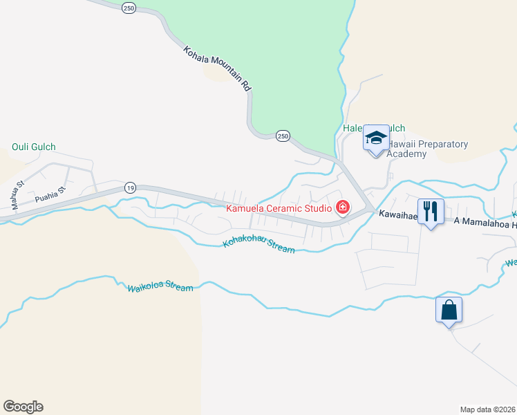 map of restaurants, bars, coffee shops, grocery stores, and more near 66-1748 Akulani Street in Kailua-Kona